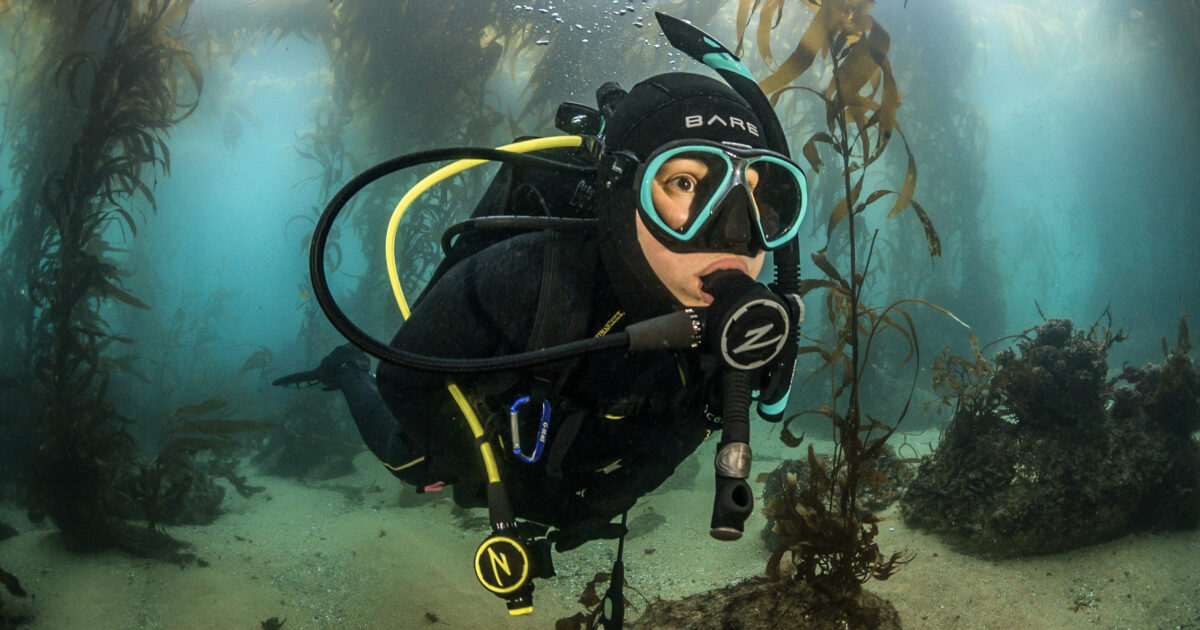 BARE diver underwater