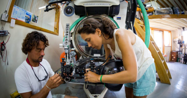 Alejandra Hernandez working on submarine